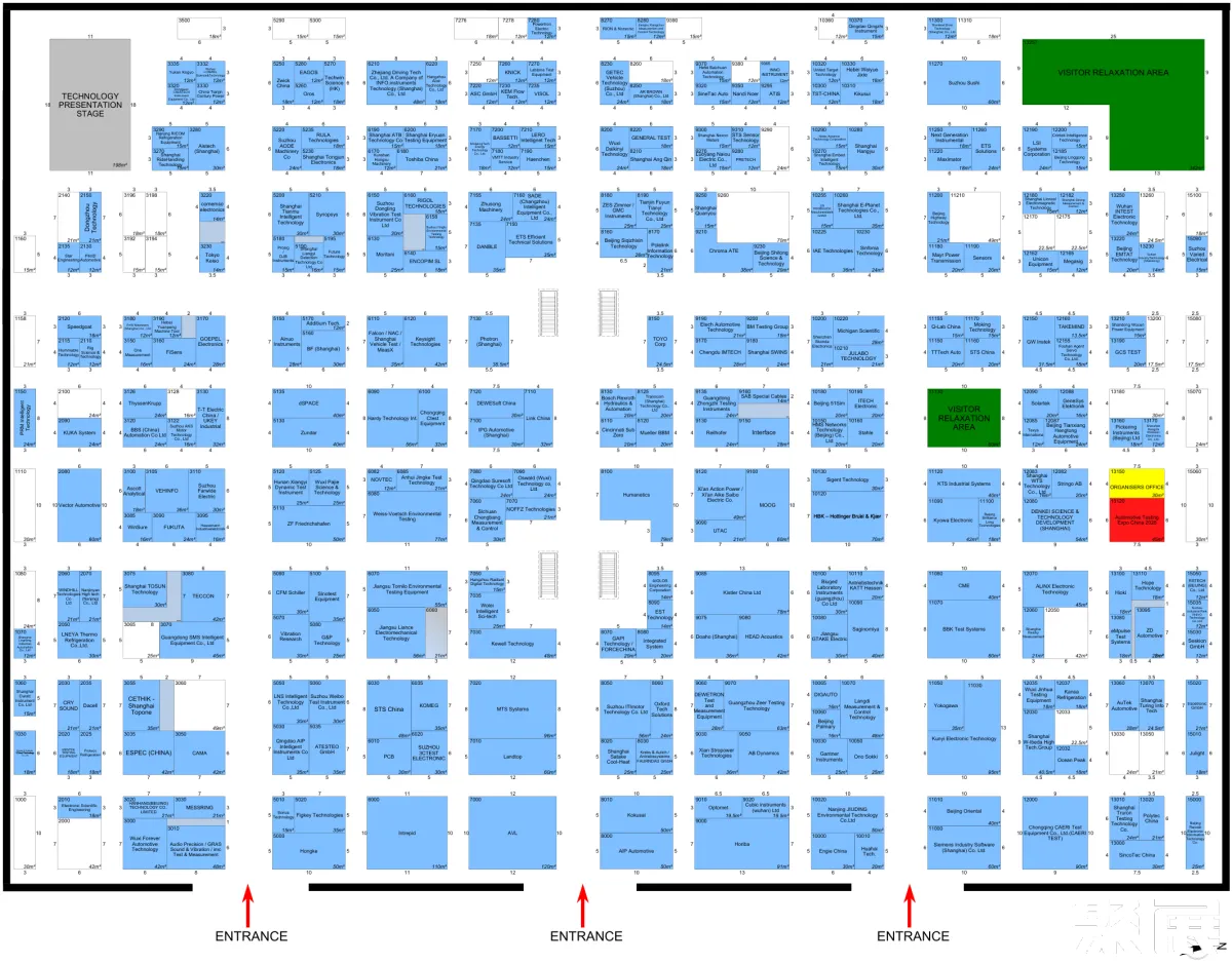 上海汽車測(cè)試展展館平面圖