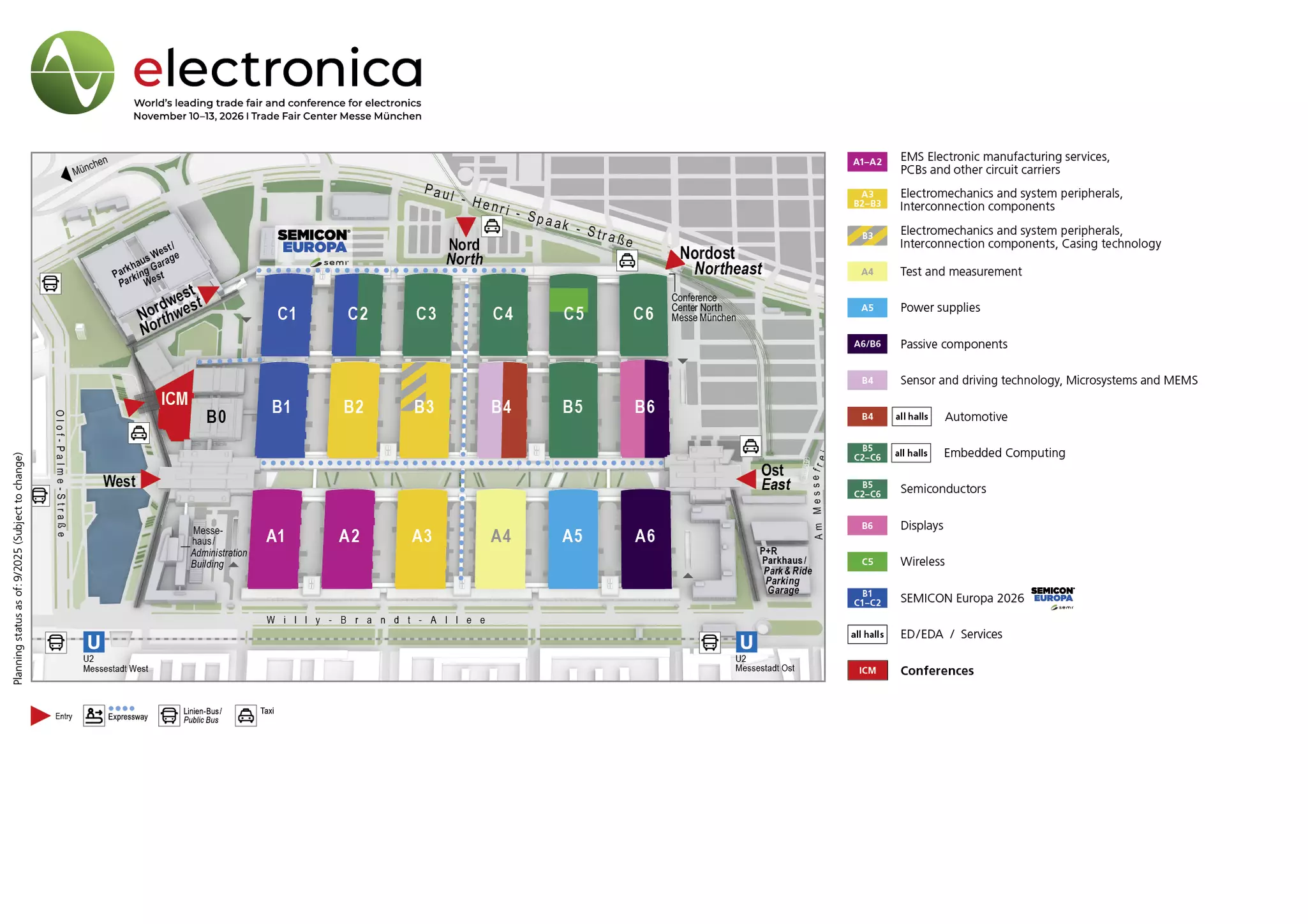 慕尼黑電子展展館平面圖